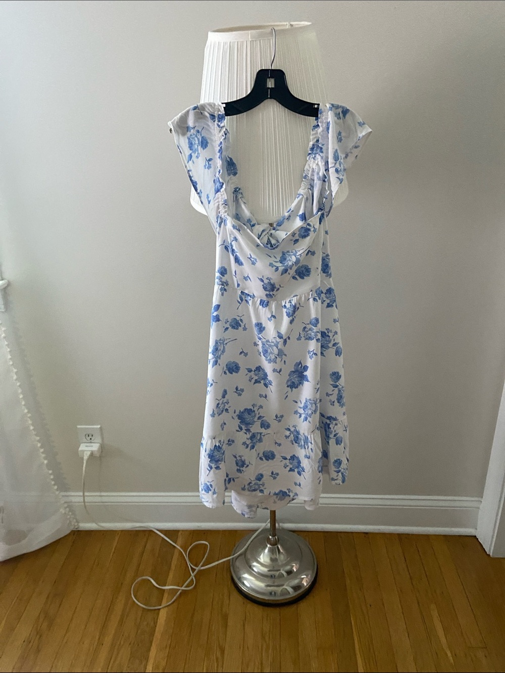 Hollister White Dress with Blue Floral Print